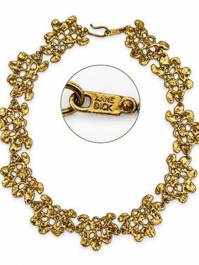 Textured Gold Floral Link Necklace
